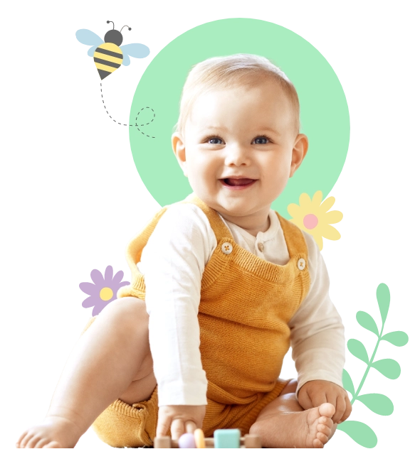 A happy baby in nature-friendly daycare